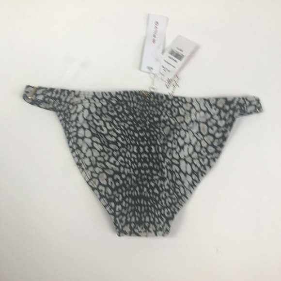 PilyQ Black Gray Animal Print Bikini Bottom Medium - Picture 4 of 4